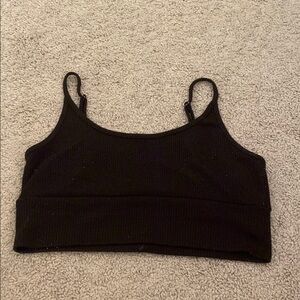 Black Ribbed Women's Crop Top